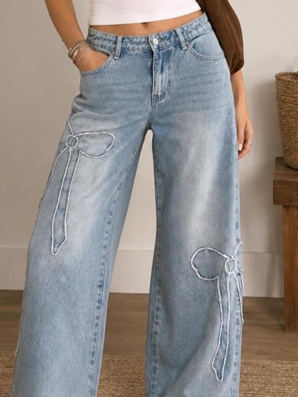J for Justice Bow detail Wide leg jeans